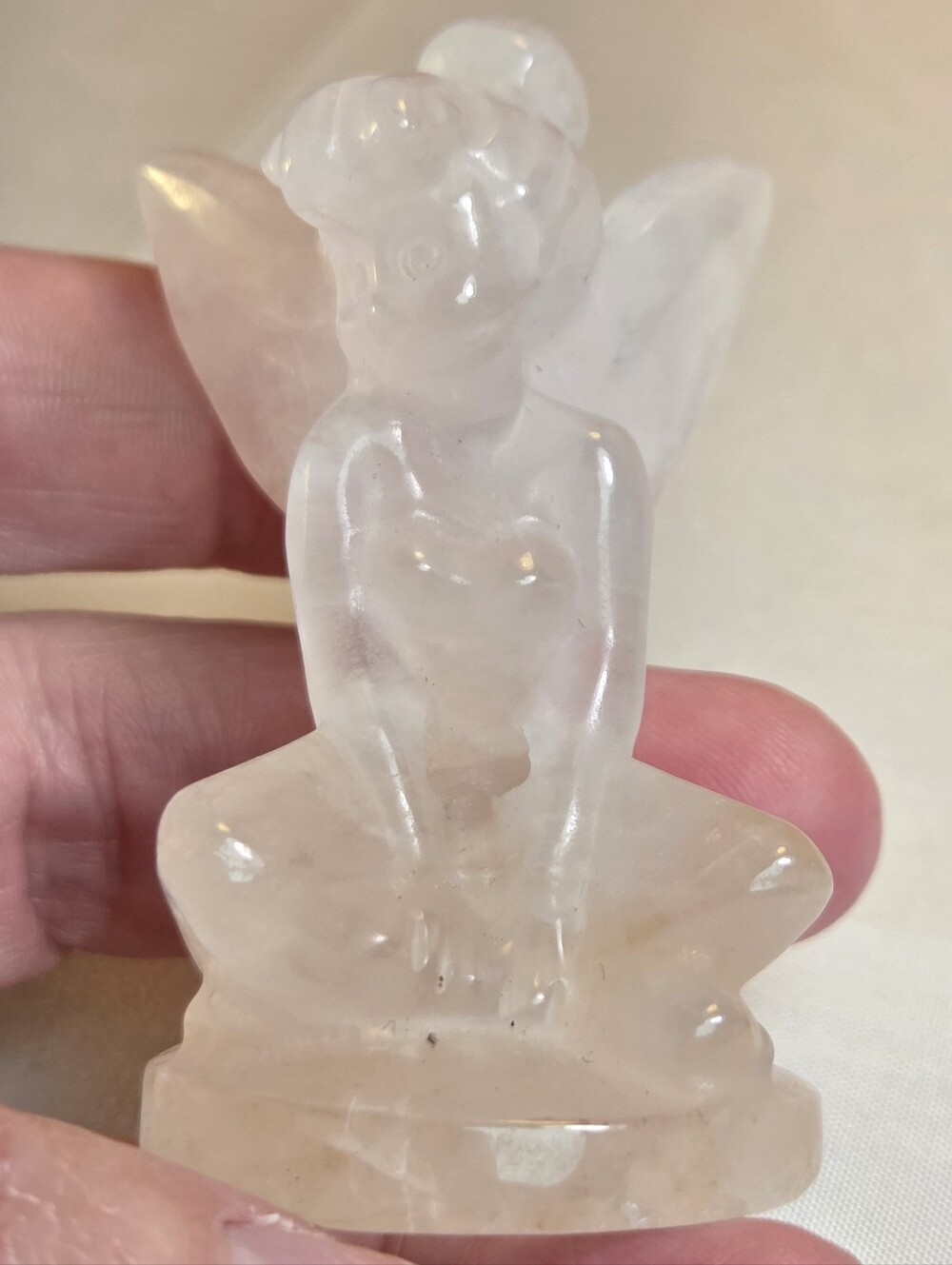 Rose Quartz TINKERBELL Fairy Carving - Decor - Collector Gift -    Fan Favorite